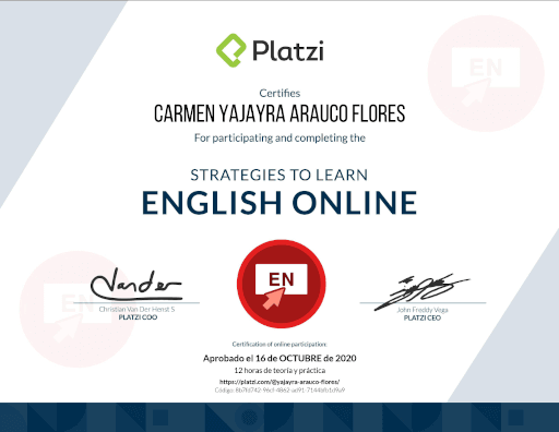 Certificado de Estrategias para aprender inglés online