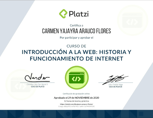 Certificado de Introducción a la Web - Platzi
